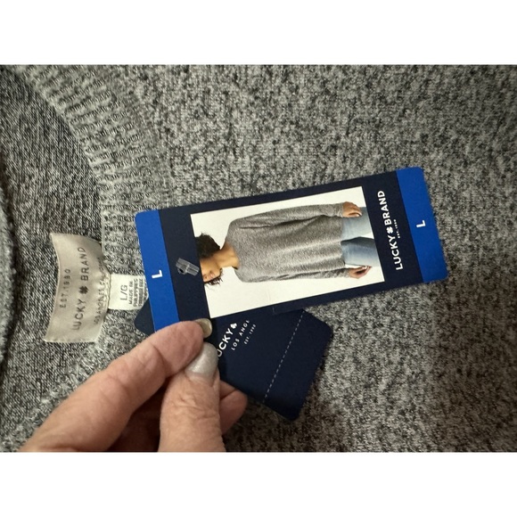 Lucky Brand - NWT - Black / Grey Heather Crew Neck Sweater; Size L - Picture 3 of 4